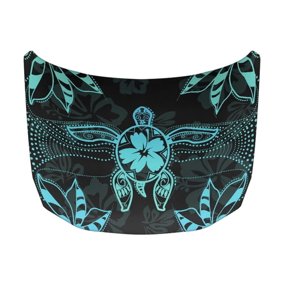FORUDESIGNS Turtle Hibiscus Print Car Hood Cover Waterproof Car Bonnet Banner Weather-Resistant Car Hood Decoration and Protection Vehicles Decorate Accessories