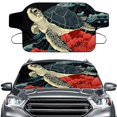 thumbnail image 1 of FORUDESIGNS Turtle Peony Sea Wave Pattern Car Windshield Snow Cover Auto Waterproof Sunshade Snow Cover Car Winter Frost Hail Protector Anti-Theft Design, Fit for SUV Truck Sedan, 1 of 1
