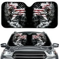 thumbnail image 1 of FORUDESIGNS Wolf American Flag Pattern Car Windshield Sun Shade Waterproof Auto Window Sun Shade Visor Block UV Rays Reflective Sunshade for Protection 57.1 x 27.4 inches, 1 of 7