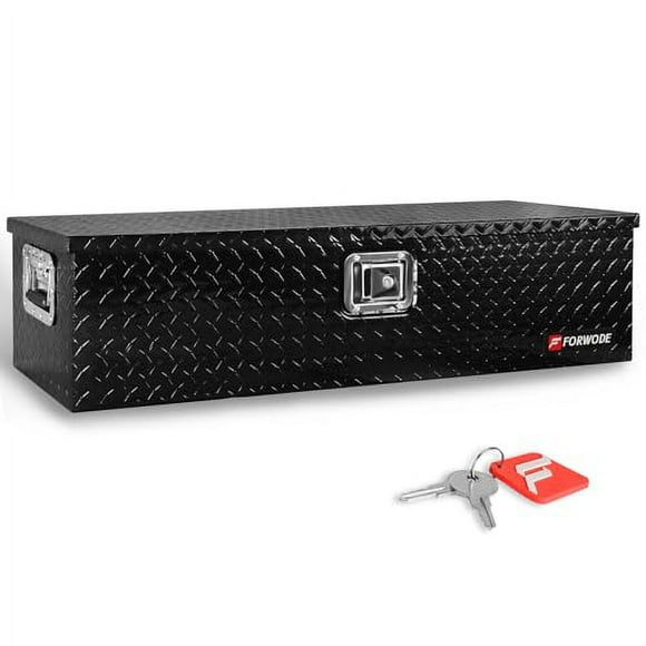 FORWODE 39 Inch Truck Bed Tool Box, Heavy Duty Aluminum Truck Storage Organizer for Pickup Truck Bed RV Toolbox with Handle and Lock Black