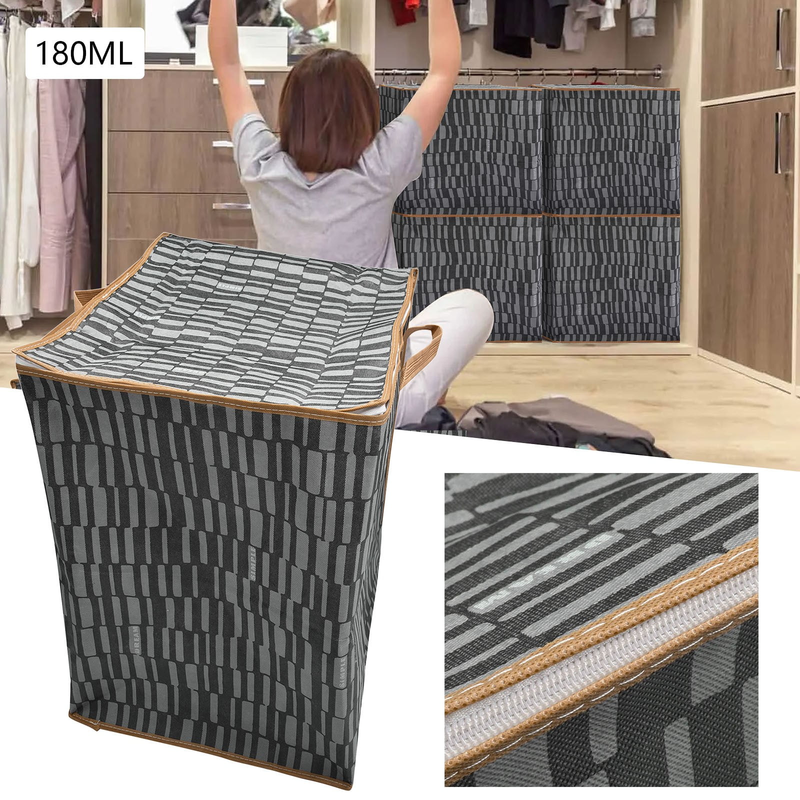 FORYULIK Blanket Tote Storage Bag Large Folding Clothes Portable