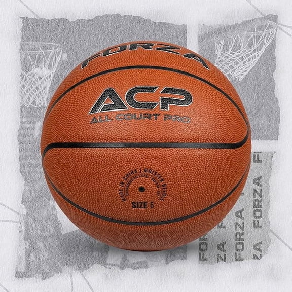 FORZA All Court Pro Basketball – Premium Microfiber Leather Ball for Indoor & Outdoor Play - Official Sizes for All Ages