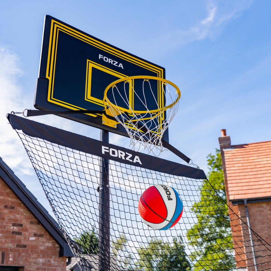 FORZA Basketball Solo Return Net | Portable Basketball Rebound Trainer for Individual Shooting Practice – Durable Weather-Resistant Netting with Carry Bag & Sandbags – Fits Most Hoops