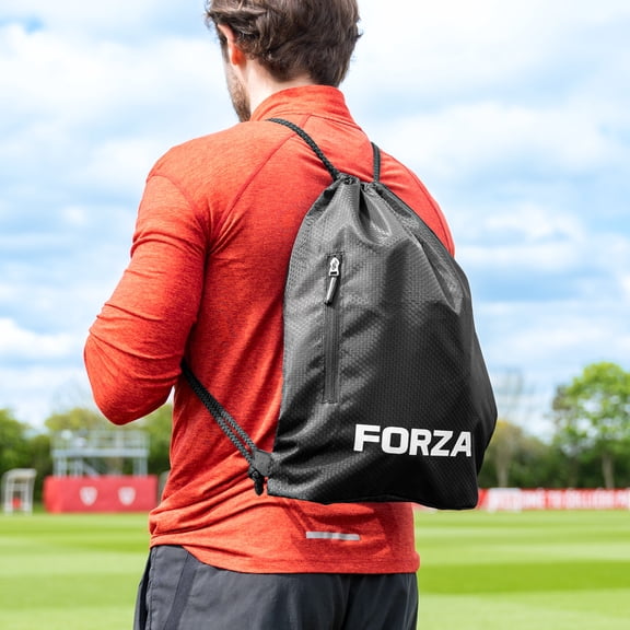FORZA Drawstring Bag | Durable, Fray-Resistant, & Eco-Friendly Sports Carry Bag with Zip Pocket | Available in Standard & Deluxe Styles