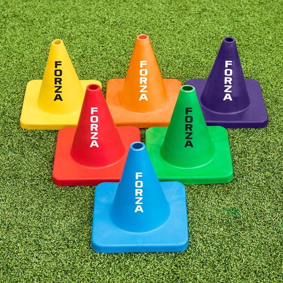FORZA Flexible Training Cones [6 Pack]  Durable, Multi-Purpose Sports Cones for Speed & Agility Drills, Flexible Design, Ideal for Soccer, Football, & Fitness Training