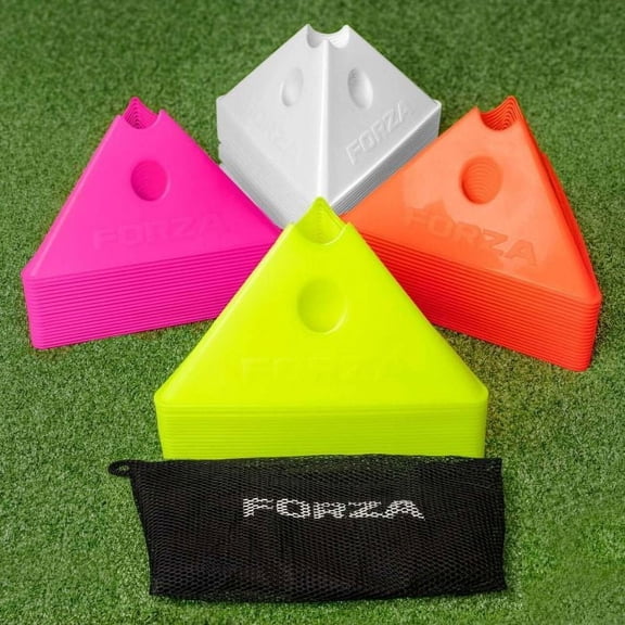 FORZA Jumbo Triangle SuperCones | Professional Football Training Cones with Triangular Design - Ideal for Speed, Agility, and Footwork Drills [Pack of 20 with Carry Bag]