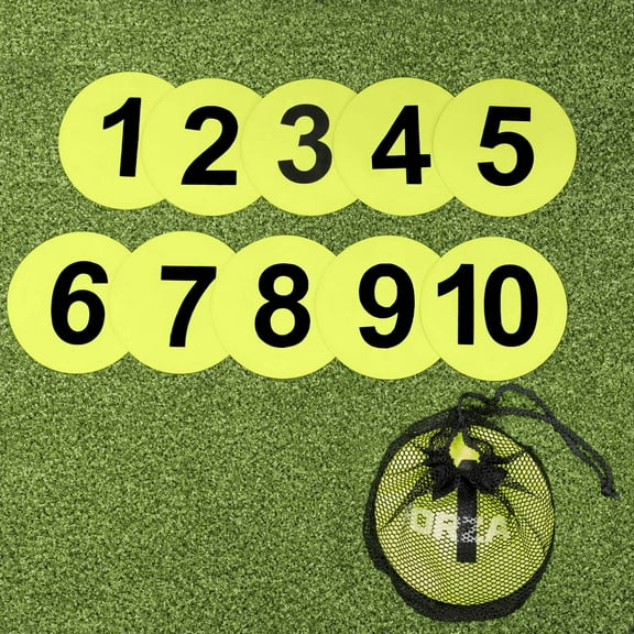 FORZA Numbered Flat Disc Markers  Pack of 10 | Durable Training Tools for Sports, Games, and Outdoor Play
