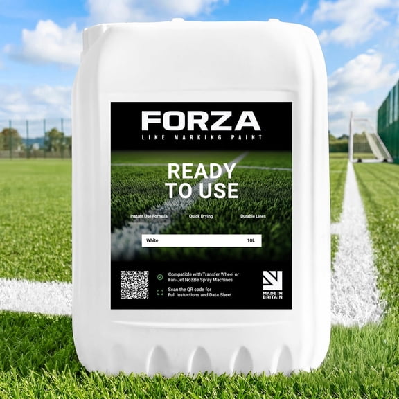 FORZA Ready To Use Grass Field Line Marking Paint [2.64GL | 33lbs] | Quick-Dry, Weatherproof, High-Visibility White Paint for Sports Fields | Suitable for Wheel-To-Wheel Machines - Pack of 1, 3, 5