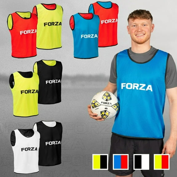 FORZA Reversible Sports Pinnies – Dual-Color Training Vests for Kids, Youth & Adults – Lightweight Polyester Scrimmage Jerseys – Pack of 5 for Soccer, Football, Basketball & Team Practices