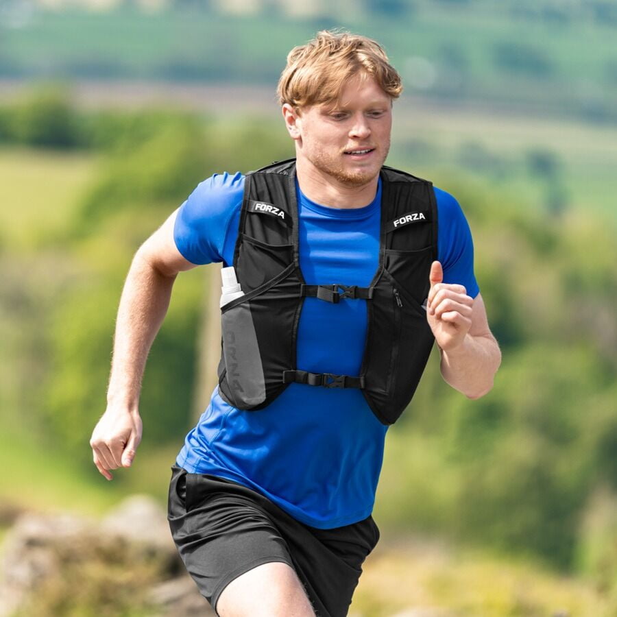 FORZA Running Vest [3 Sizes] | Lightweight Unisex Fit with Soft Flask Pockets Reflective Trim and Adjustable Straps – Ideal for Trail Running Walking Jogging and Cycling