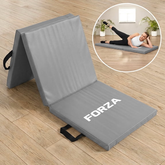 FORZA Tri-Folding Yoga Mat PU Leather Folding Exercise Mat with Carry Handles 6ft x 2ft Workout Mat for Yoga, Pilates & Stretching