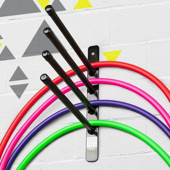FORZA Wall-Mounted Hula Hoop Rack – Heavy-Duty 4-Bar Steel Storage for Gyms, Schools & Training Spaces