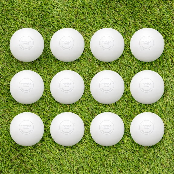 FORZA World Match Lacrosse Balls - Regulation Size  Durable & Grease Resistant with Solid Rubber Composition - White [Pack of 12]