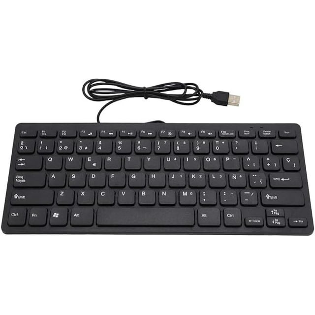 FOSA Spanish Keyboard USB Wired Keyboard Spanish 78 Keys Mini Portable