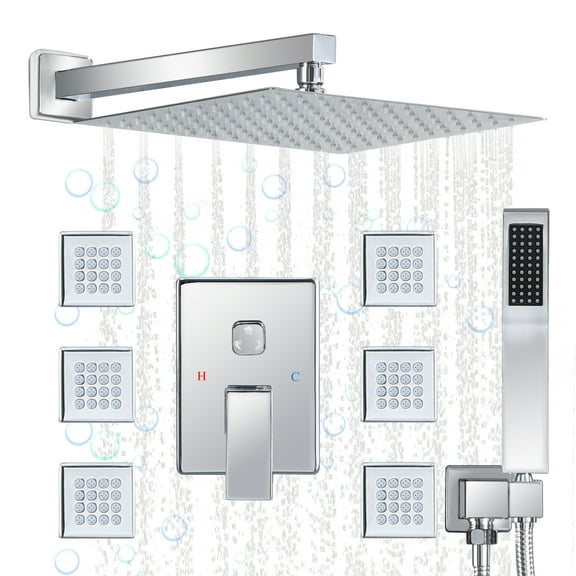 FOSES, 12", 2.0 GPM Rainfall Showerhead and Handheld Shower