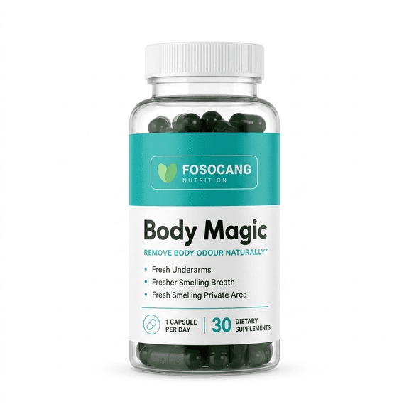 FOSOCANG Body Magic Internal Deodorant Capsules - Natural Odor Cleanse for Breath & Underarm, 30 Count
