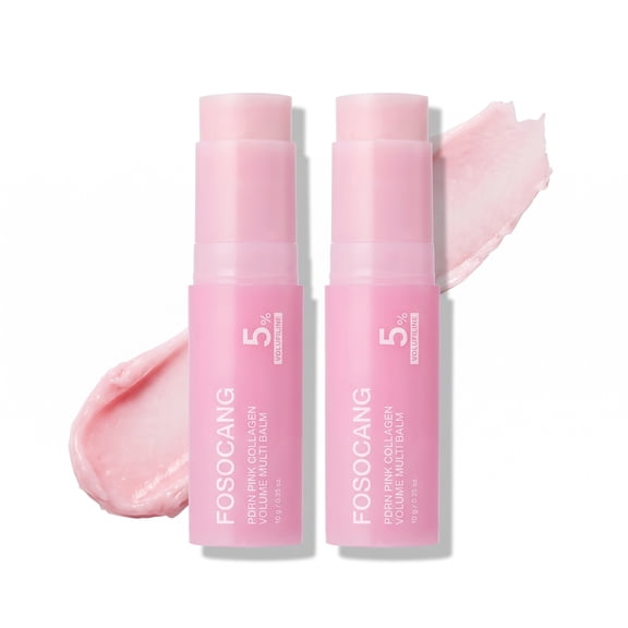 FOSOCANG Collagen & PDRN Multi Balm Stick Hydrating Glow Face & Lip Balm with Botanical Plumping Actives & Peptides Visibly Smooths Fine Lines & Restores Radiance 0.35 oz (10g)2 Packs