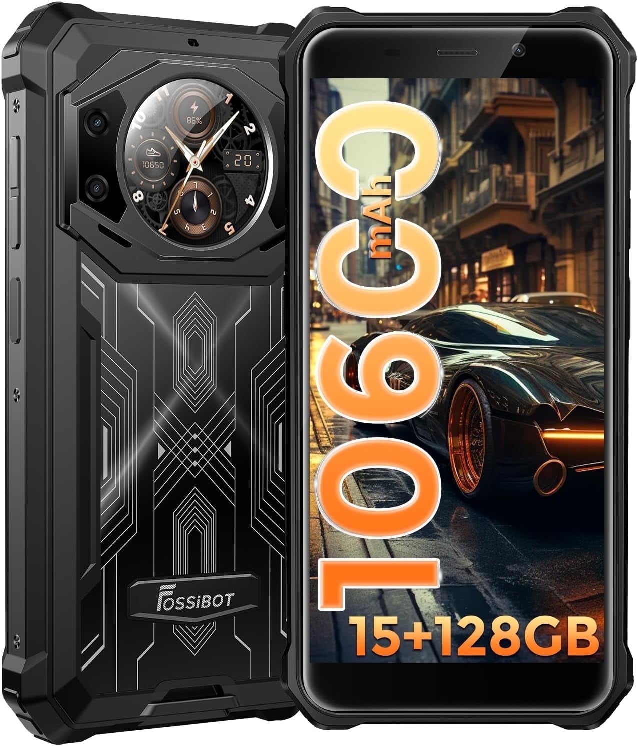 FOSSIBOT Rugged Smartphone F101 Pro Unlocked, 10600mAh Battery 15+128GB 24MP+8MP 5.45” Android 13 4G