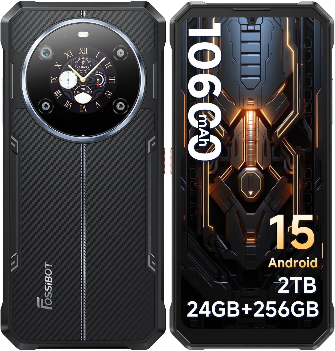 FOSSiBOT F109S 4G Outdoor Rugged Phone Unlocked, 24GB RAM 256GB Storage, 6.745" HD+ 1.32-inch IPS , 10600mAh Battery, Android 15, 50MP Camera, IP68/IP69K, NFC（2025 deep Blue）