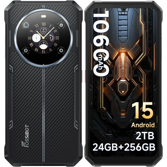 FOSSiBOT F109S 4G Outdoor Rugged Phone Unlocked, 24GB RAM 256GB Storage, 6.745" HD+ 1.32-inch IPS , 10600mAh Battery, Android 15, 50MP Camera, IP68/IP69K, NFC（2025 deep Blue）