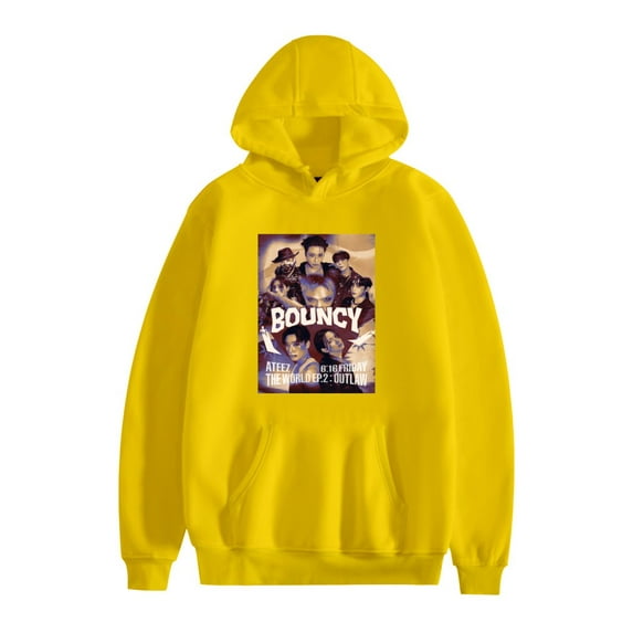 FOSSKOS ATEEZ Bouncy Male idol Trendy Graphic Hoodies For Unisex Loose Pullover Casual Hooded Tops