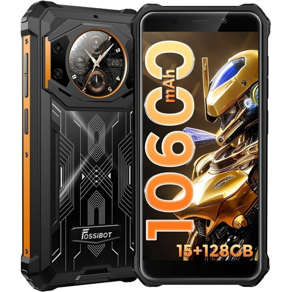 FOSSiBOT Rugged phone F101 PRO 15GB 128GB 5.45-Inch Main & 1.32-inch Innovative & Multifunction Rear Display 10600mAh Hac NFC