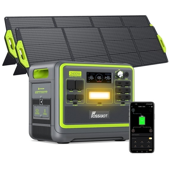 FOSSiBOT F2400 2400W (4800W Peak)Portable Power Station 2048Wh Lfp + 400W Solar Panels,Solar Generator for Outdoor Camping,Home Backup,Emergency,RV
