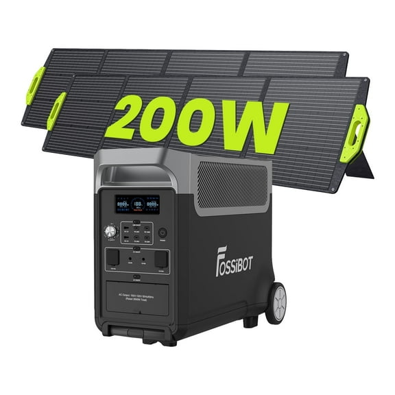 FOSSiBOT F3600 PRO 3600W Portable Power Station 3840Wh Solar Generator + 400W Solar Panel,3600W AC Output for Outdoor Camping,Home Backup,Emergency,RV,off-Grid