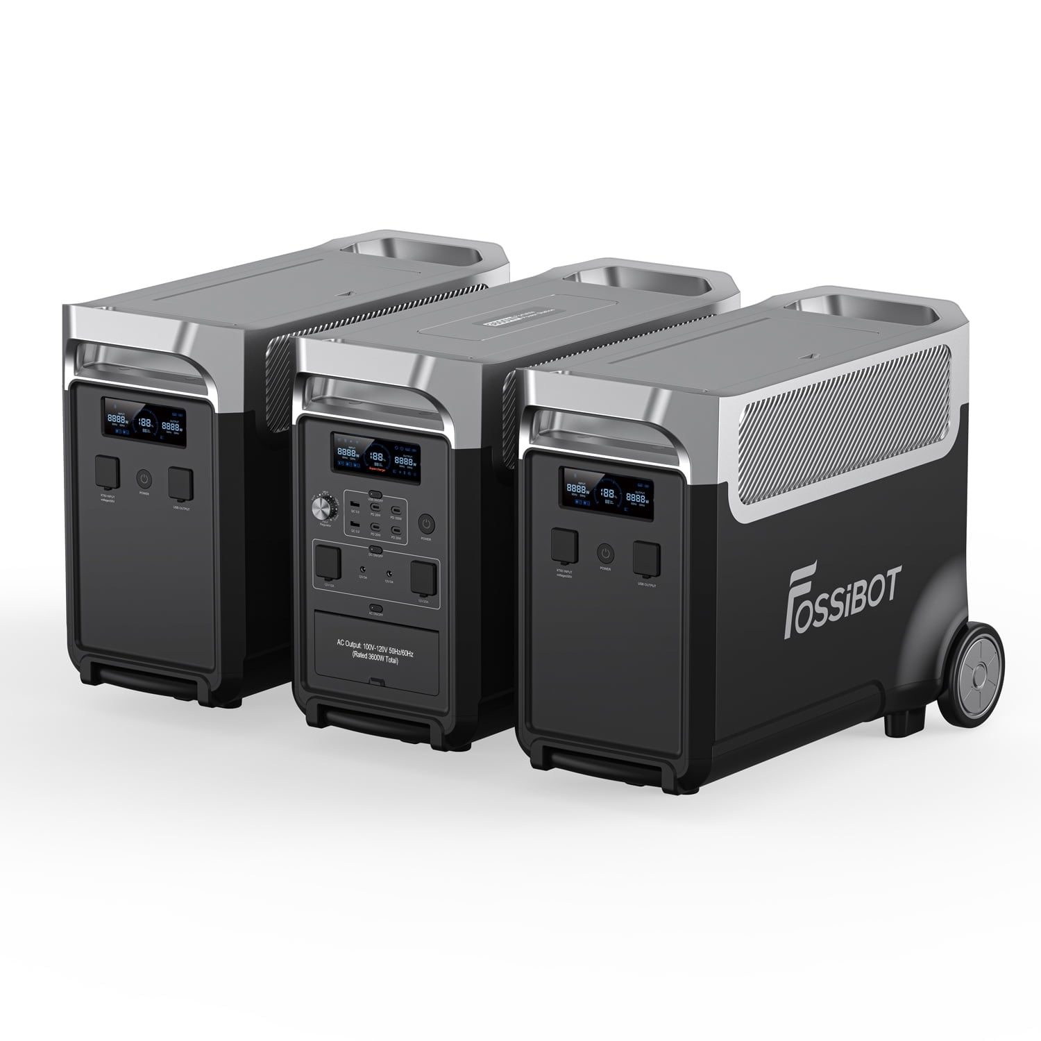 FOSSiBOT F3600 PRO 3600W Power Station+2*Extra Battery Backup Up to 11520Wh Expandable Capacity