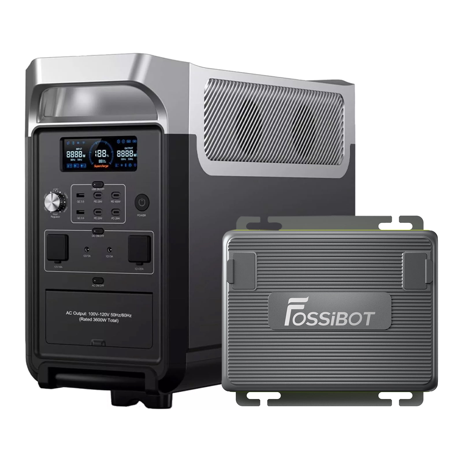 FOSSiBOT F3600 Pro 3840Wh with 580W DC-DC Charger for Portable Power Station 3600Wh Capacity,Solar Generator,3600W AC Output for Outdoor Camping,Home Backup,Emergency,RV,off-Grid