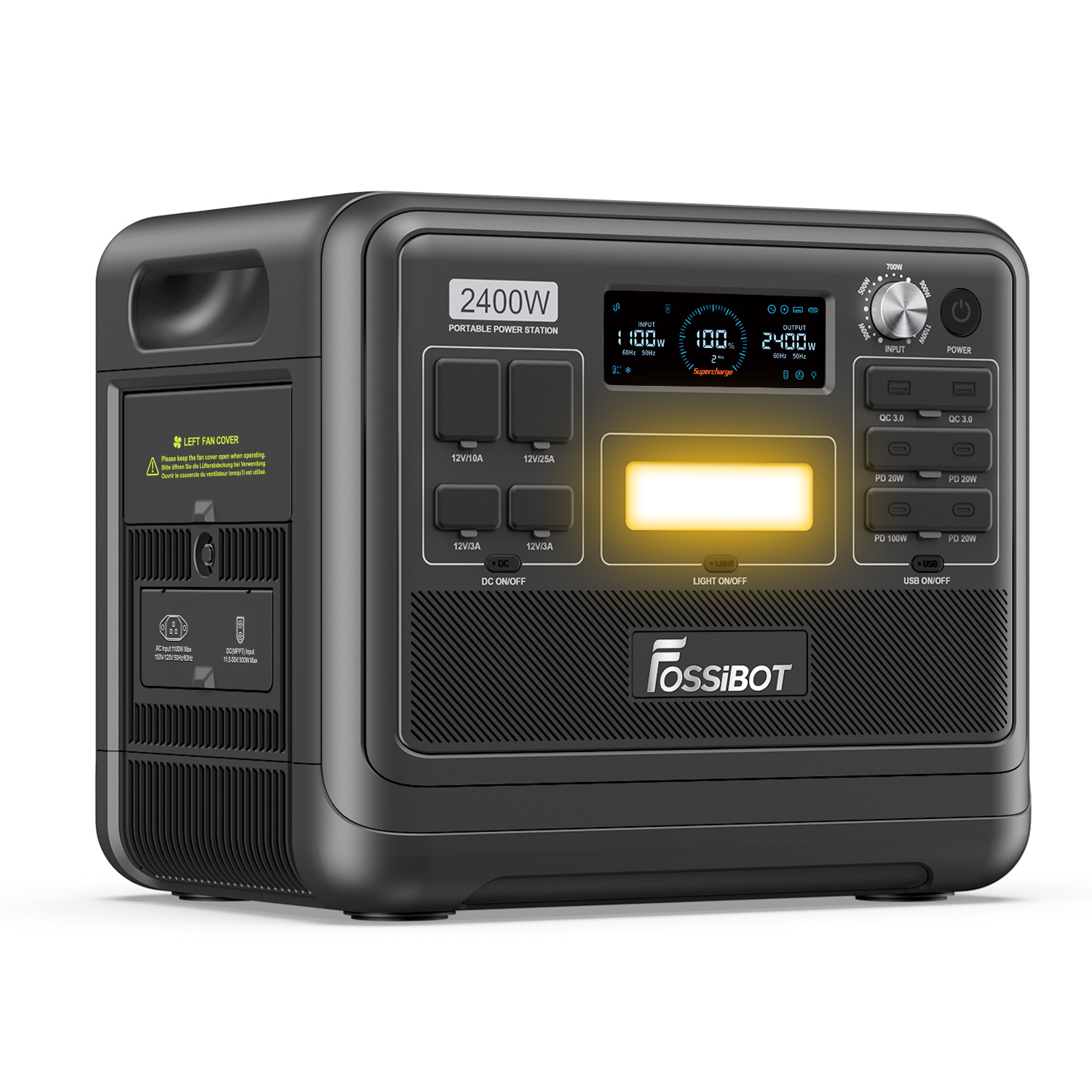 FOSSiBOT Portable Power Station 2048Wh/2400W LFP Battery Solar Generator Home Backup Outdoor