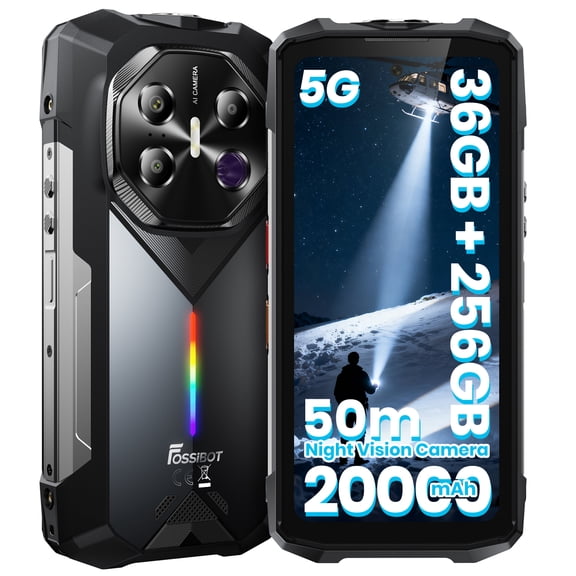 FOSSiBOT Rugged Smartphone F113 50m Strong Flashlight 36GB+256GB 50MP+32MP 20000mAh 64MP Long-Range Night Vision Camera with 33W Fast Charging