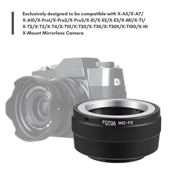 FOTGA Aluminum Alloy Manual Lens Mount Adapter Ring for Pentax M42 Mount Lens to Fujifilm X-Mount Mirrorless Camera