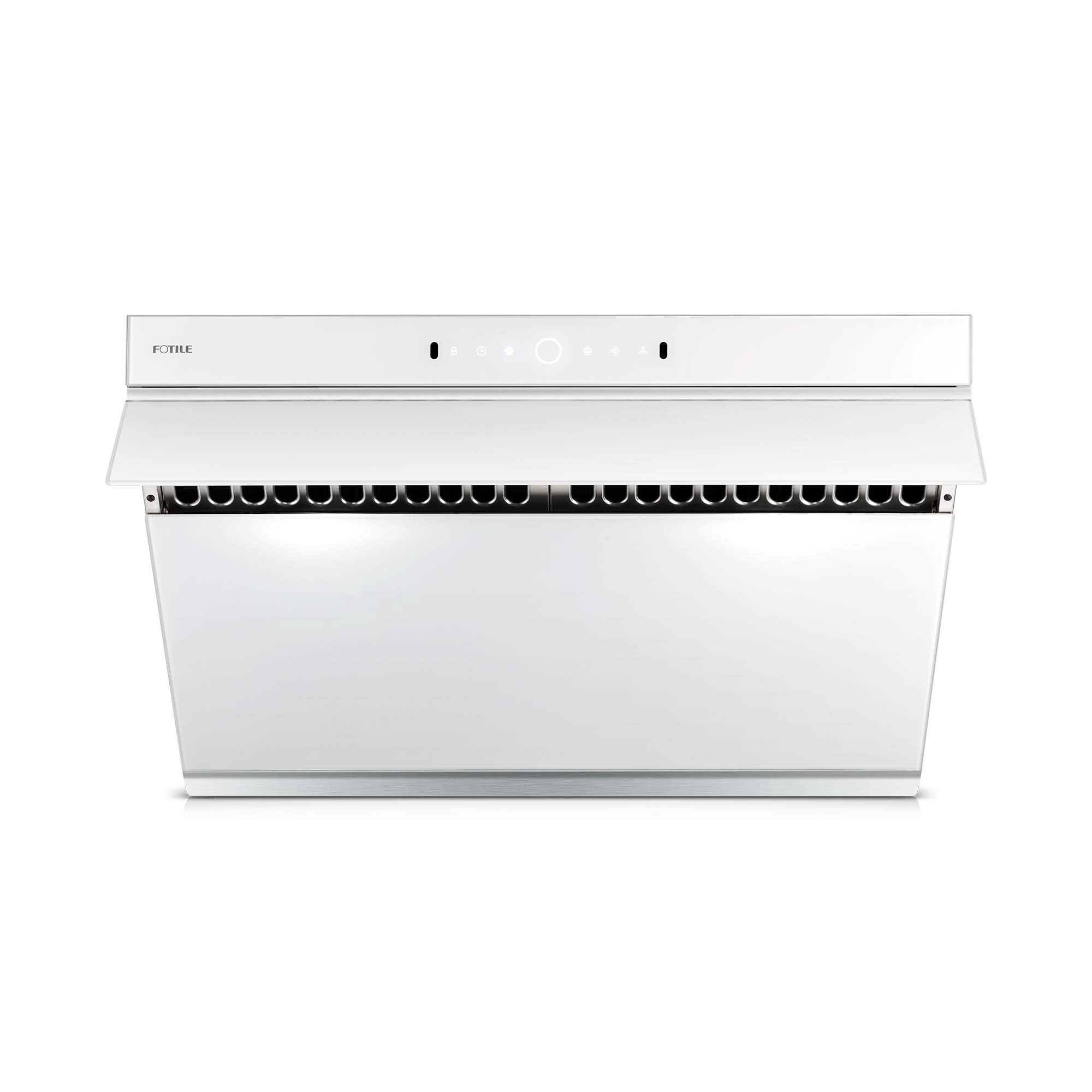 FOTILE inclined  Vent Series 30" 1000 CFM Under Cabinet or Wall Mount Range Hood with 2 LED Lights, Motion and Touch Activation in White Tempered Glass