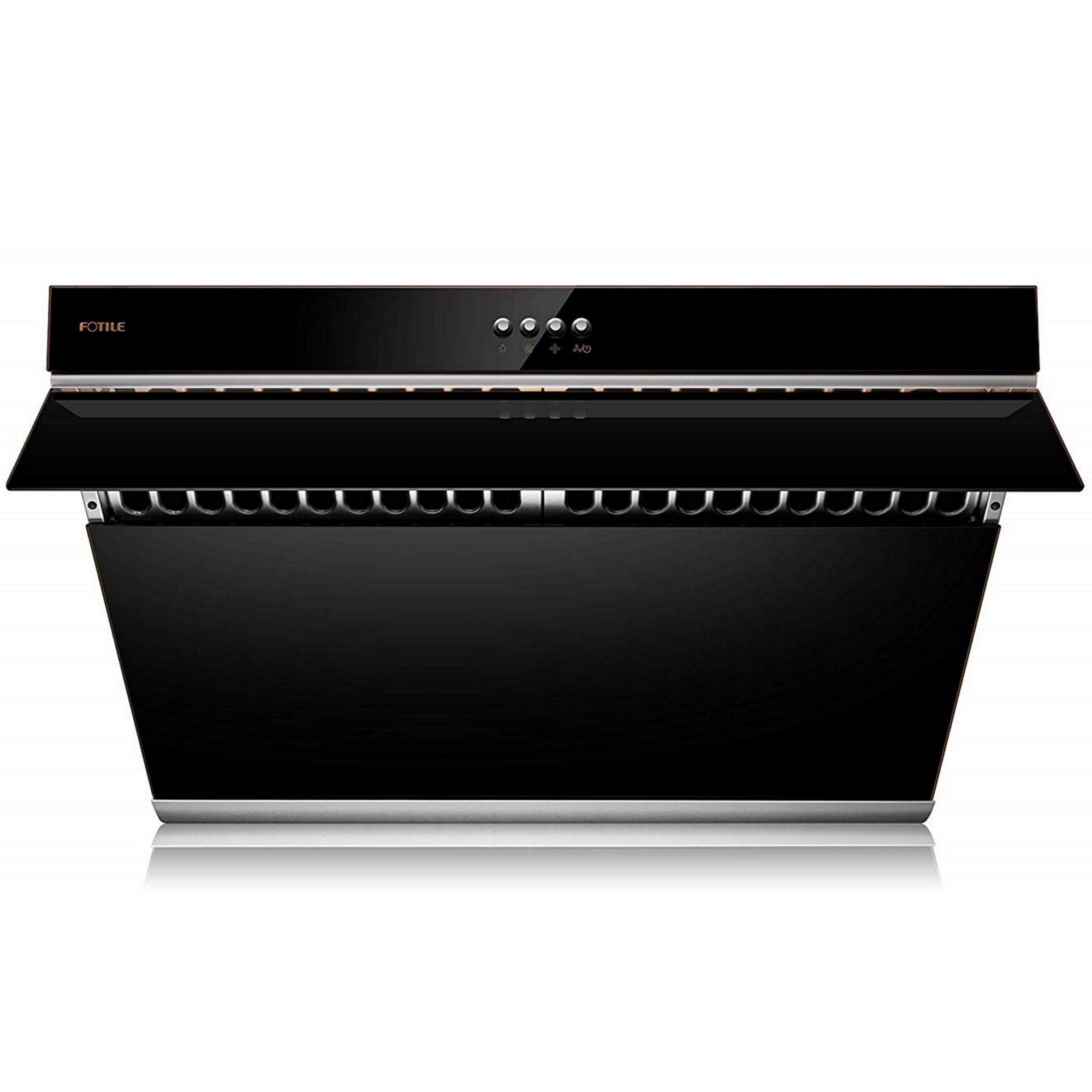 FOTILE inclined Vent Series 30" 850 CFM Under Cabinet or Wall Mount Range Hood with 2 LED lights and Push Buttons in Onyx Black Tempered Glass