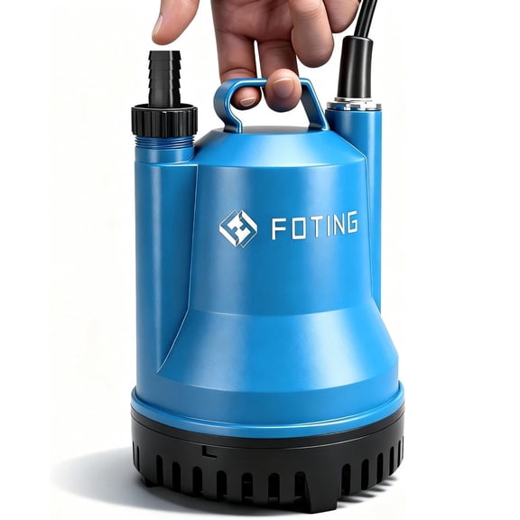 FOTING 1/4HP 1676GPH Submersible Sump Pump, 10FT Cord, Blue, for Pool & Basement