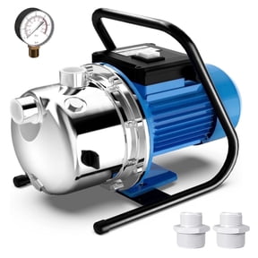 FOTING 1.6HP Shallow Well Jet Pump, 1600GPH 147FT Lift Stainless Steel Portable Water Transfer Pump with Pressure Gauge for Garden Lawn Irrigation
