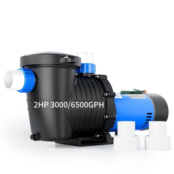 FOTING 2HP 115V Dual Speed Self Priming Pool Pump, 3000/6500GPH for Above & In Ground Pools, 1.5" & 2" NPT Connectors