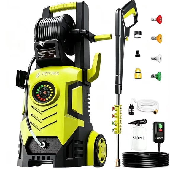 FOTING 5000 PSI at 3.2 GPM Electric Pressure Washer, with Total Stop System and GFCI protection,Green