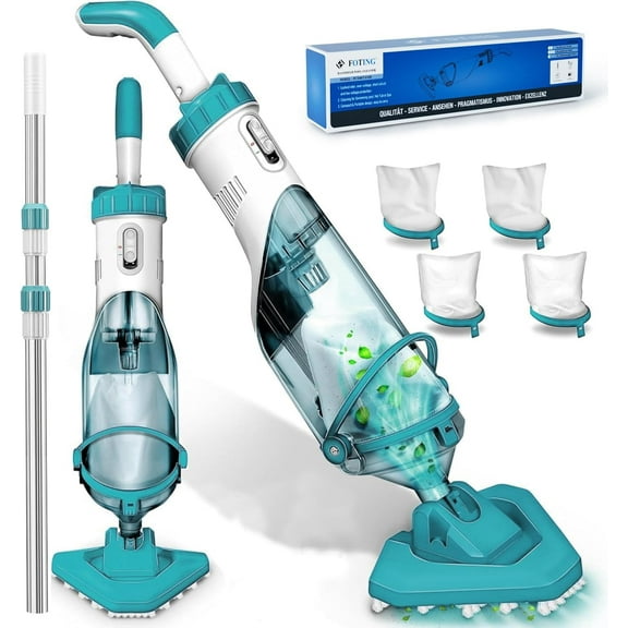 FOTING Cordless Handheld Pool Vacuum 19 GPM, 60 Min Runtime, 60" Extendable Pole for Spa Tub