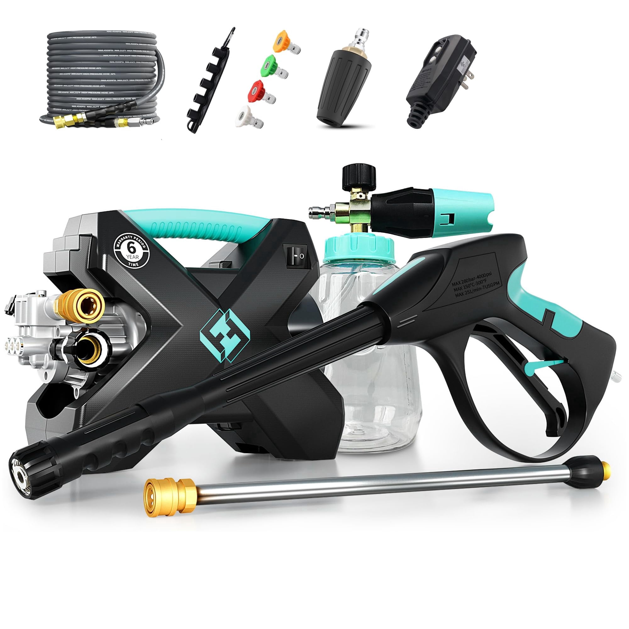 FOTING Cordless Pressure Washer 3.5 GPM Brushless Copper Motor 5 Nozzles 1000ML Foam Cannon Blue