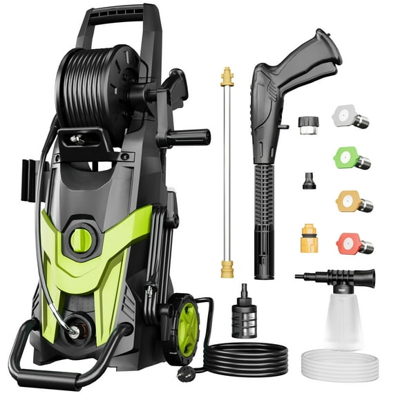 FOTING Courtyard/garden 4500 PSI at 3.2 GPM Corded Electric Hot Water Pressure Washers, Quick Connect Tips,GREEN