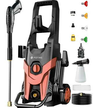 FOTING Electric Pressure Washer 4300 PSI 2.8 GPM,23ft Hose 35ft Power Cord,Upgraded Power Washer with 6ft Inlet, 4 Nozzle and Detergent Tank for Cars, Fences, Patio