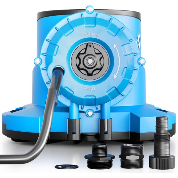 FOTING Pool Cover Pump, Automatic Swimming 2250 GPH Submersible Water Pump, Water Removal with 3/4Check Valve Adapter & 25ft Power Cord, Drainage for Ponds, Rooftops, Water Beds