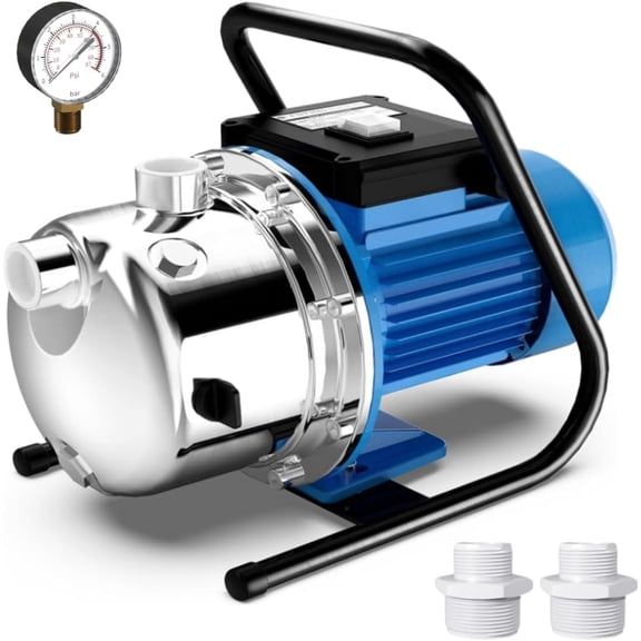 FOTING Shallow Well Pump, Jet Pumps Garden Pump, Water Transfer Draining Irrigation Pumps, Water Booster Jet Pump Stainless Steel for Home Garden Lawn Farm, 1.6HP 1600GPH