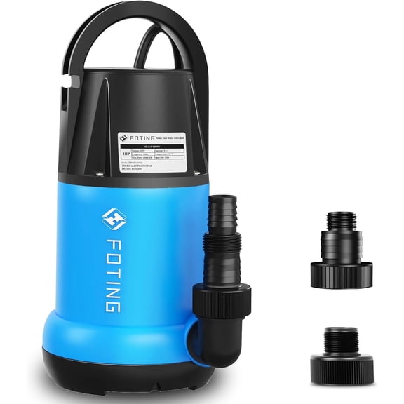 FOTING, 1 HP, Black Corded Electric Sump Pump Water Transfer Pump, 76.6 GPM