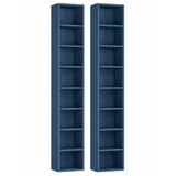 Book Rack Design Tower FOTOSOK 71 Inch Tall Narrow Bookshelf Set of 2 With 8-Tier Media Tower ...
