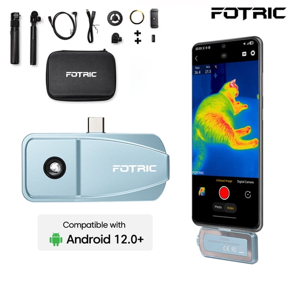 FOTRIC TP320A Thermal Camera for Android, 640x480 Super Resolution Plug-in Thermal Imager with High-Sensitivity Under 35mK NETD, -4F to 1022F Temp Range