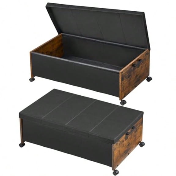 FOUCSSOMEI Under Bed Drawers on Wheels XXXXL Size UnderBed Storage with Wheels Wooden Under Bed Storage Heavy Duty Patented Design