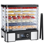 FOUKUS 7-Tray Food Dehydrator Machine 400W Electric Food Dryer for Jerky, Fruits, Vegetables, Dog Treats, Herbs, Snacks - Adjustable Temperature & 24H Timer, LCD Display, Silicone Tongs Included